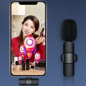 Wireless Collar Clip Type Microphone Portable Audio Video Recording Mini Mic For iPhone Android Live Broadcast Gaming Phone Mic With Retail Packing Dropshipping