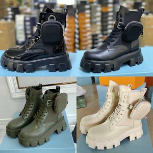 Men Rois Boots Ankle Martin Boots Women Designers Nylon Boot Military Inspired Combat Boots Nylon Bouch Attached To The Ankle EU35-45 With Small Bags NO43