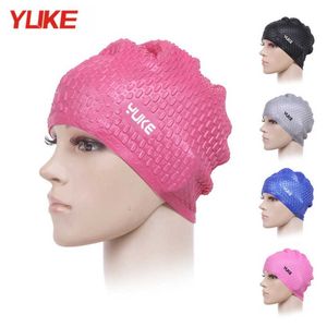 Swimming caps Yuke Adults Swimming Caps Men and Women Waterproof Large Ear Plug Protect Swimming Hats Silicone Swim Cap YK202161502 P230418