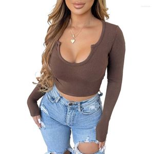 Женские футболки женская глубокая вырезка с длинным рукавом Bodycon Top Top Top