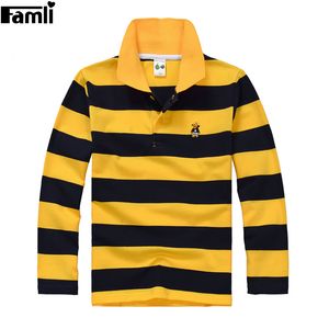 T-shirts 5Y-16Y Teenage Boys T Shirt Children Spring Autumn Fashion Striped Turn-down Cotton Long Sleeve T-shirt Tops 6 8 10 12 14 16 230419