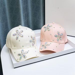 Visors Spring And Autumn Everything Baseball Cap Encrusted Zircon Heart Flower Female Fashion Duck Direct Sales