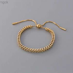 Charm Bracelets MEYRROYU Stainless Steel Gold Color Draw String Bracelets Trendy Simple Bracelets For Women Men 2021 New Fashion Party Jewelry