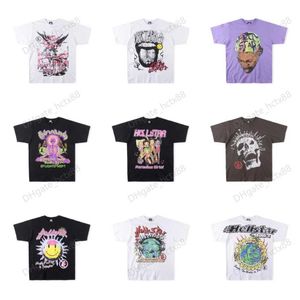 Hellstar Studios Earth Print Trendy Hip-Hop maniche corte Uomo Donna T-shirt Top in cotone unisex T-shirt vintage da uomo T-shirt allentata estiva Rock Taglia S-XL pm