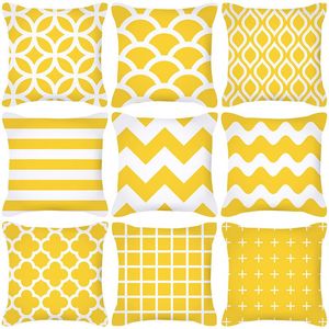 Kissen Sommer Mode frisch gelb niedlich Kissenbezug Geometrie floral modern dekorativ Überwurf für Bett Sofa Couch