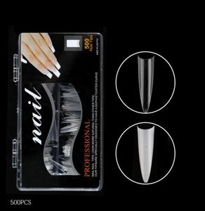 500PCS Super Long Tip 4mm Sharp Stiletto False Nail Tips Flat Shape for Acrylic UV Gel Manicure Salon Fake Nails Clear Natural5893507