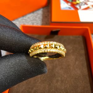 H pierścionek dla kobiety projektantki para pozłacane 18K diament rozmiar 6-8 T0P najwyższa jakość licznika klasyczny styl biżuteria moda prezent dla dziewczyny z pudełkiem