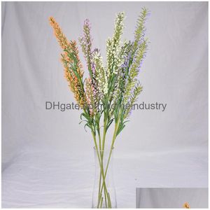 Flores decorativas grinaldas de lavanda de lavanda roxa Manual artificial de restaurante Mesa de quarto exibição romântica FALME FLOR DHD2G