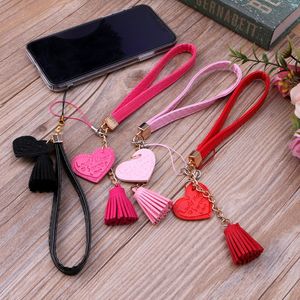 Love Heart Tassel Handhandshandlan Lanyard Strap String för telefoner för iPhone 7 8 X 6 för Xiaomi -kamera USB -flash driver nyckelringar