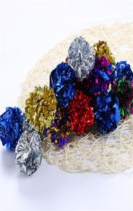 12 pz Multicolor Mylar Crinkle Ball Pet Cat Toys Anello di carta Giocattolo per cani Suono interattivo Anello di carta Gattino che gioca a palle per cani7146427