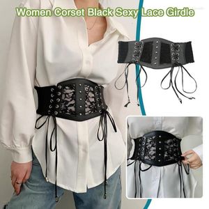 Belts Women Corset Black Sexy Lace Girdle Underbust Waist Bandage Bustier Body Slimming Wide Dress Elastic WaistbandBelts