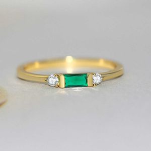 Band Rings ZHOUYANG Wedding Dainty Ring For Women Delicate Square Zircon Gold Color Proposal Slim Finger Ring Gift Fashion Jewelry R857