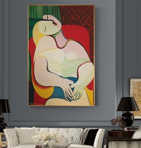 Dreaming Woman av Picasso Abstract Canvas målningar Reproduktioner Impressionistiska väggkonst affischer och tryck för vardagsrumsdekor1250245