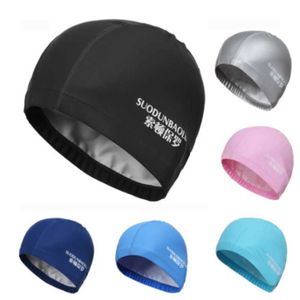 Swimming caps Swimming Accessories Adults Men/Women High Elastic Waterproof PU Fabric Protect Ears Long Hair Sports Swim Pool Hat Swimming Cap P230418