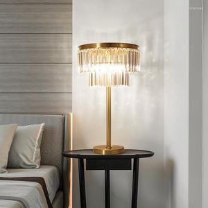 Table Lamps Parlor Foyer Deco Crystal Lamp Retro Copper LED Wedding Lighting Abajur Living Room Bedroom Floor Desk Light