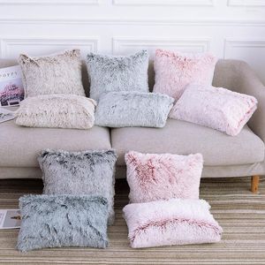 Kuddfodral 45 45 cm Plush Cushion Cover Solid Color Winter Soft Fluffy Faux Päls kasta bil bossa sovrum Dekorativt pilloecase
