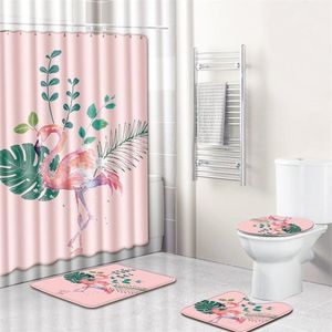 Zasłony prysznicowe różowe płomienne zasłona Zestaw łazienki Wodoodporny bez poślizgu chłonny mata do kąpieli dywan dywanowy