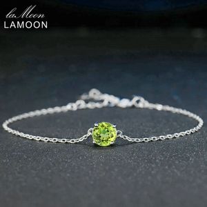 Corrente Lamoon 7mm Natural Corte Redondo Peridot 925 Sterling Silver Jewelry Chain Charm Pulseira S925 LMHI039231118