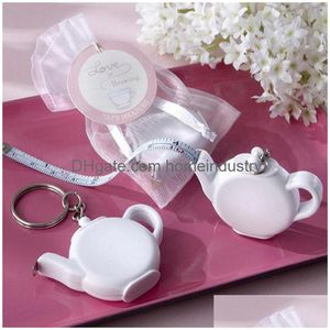 Andra festliga festförsörjningar Mini Iron Skin Tape Measure TEAPOT PLASTIC KEY PUCKLE Soft Portable Rer Flexible Re Keychain DHHMW