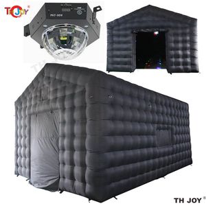 attività all'aperto Gigante personalizzato portatile nero gonfiabile nero discoteca cubo party bar tenda discoteca illuminazione night club per eventi di nozze di festa con ventilatore