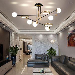 Chandeliers Modern Round Ball Ceiling Kitchen Dining Table Home Decor Golden Black Led Magic Bean Molecule Hanging Pendant Lamps