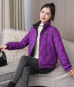 3XL 보라색 디자이너 재킷 여성 베이지 색 안 면화 소매 격자 무늬 재킷 여성 코트 PD3066
