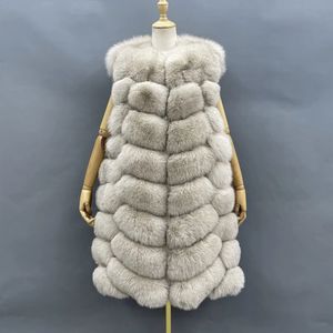 Piel de mujer Faux MISSJANEFUR Chaleco real Mujer Moda larga Abrigo sin mangas cálido Tallas grandes Gilet Invierno Mujer prendas de vestir exteriores 231118