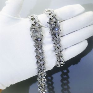 Halskette für Herrenkette kubanische Glieder Goldketten vereist Schmuck 15 Diamanten dünne Männer und Frauen Hiphop