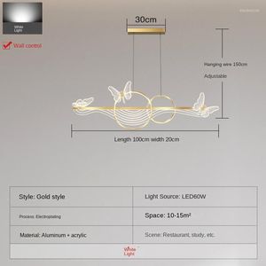 Pendelleuchten Nordic Light Luxus Esszimmer LED Kronleuchter Moderne Rechteckige Schwarz/Gold Küche Kreative Studie Schmetterlingslampe