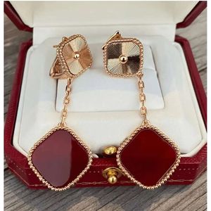 Leaf Four Clover Fashion Classic Dangle Earrings Designer för kvinna Agate Mother of Pearl Moissanite Diamond Drop Earring Valentines