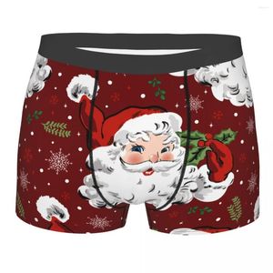 Underpants Sexy Boxer Shorts Panties Men Christmas Underwear Santa Claus With Snowflake And Holly Soft For Male Plus Size