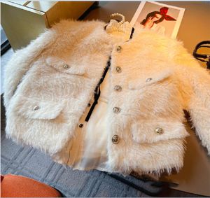 Women Tweed jacket coat woolen cashmere coat tassel pearl button Ruffles Casual