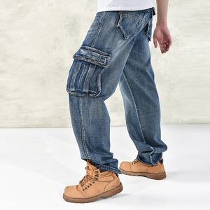 Fashion Trend Jeans Man Hiphop Skateboarders Denim Pants Autumn Winter Trousers Loose Fertilizer increased Men Big Size 44 46 Hip Hop Bottoms