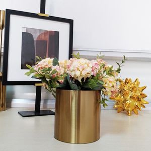 Light luxury ins style model room living room bedroom TV cabinet wine cabinet flower decoration electroplated gold metal vase