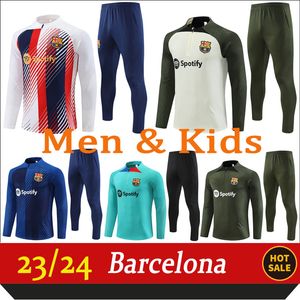 2023-2024 Erkekler Barcelonas Trailsuit Camisetas De Forma Eğitim Takımı Gavi Pedri 23/24 Yarım Zip Barcelona Set Barca Takip Kıyafet