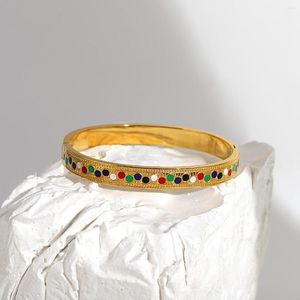 Bangle Greater rostfritt stål Multicolor emaljpolka prickar armband armband för kvinnor guldpläterade armband vattentäta smycken 2023