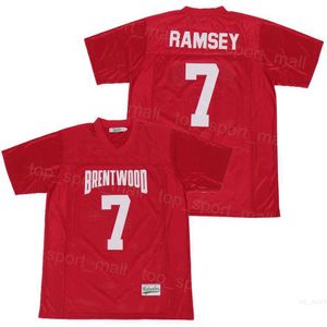 High School Football 7 Jalen Ramsey Jerseys Brentwood Academy Moive Team Red Pure Cotton oddychający pullover dla fanów sportu retro University All Ed