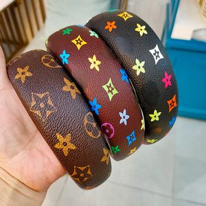 Classic Headband Korean Style Leather Color Printing Plaid Wide-Edged Headband Hair Accessories Simple Face Washing Hair Accessories Hairpin for Women