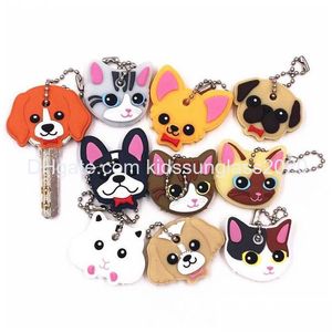 Finger Toys Creative Cartoon Expression Key Cap Sile Keychain Protective Set PVC Soft Rubber Small Gift D15 Drop Delivery DHQCH