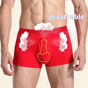 Underpants Man Sexy Breathable Lingerie Red Penis Pouch Boxers Low Waist Fashion Underwear Soft Gay Erotic Panties Chinese Style Boy Shorts
