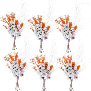 Dekorativer Blumen-Mini-Trockenblumenstrauß, 6er-Set, für Brautjungfer, Mädchen, Geschenkbox, Boho, Hochzeit, Tischdekoration, kleine Flasche