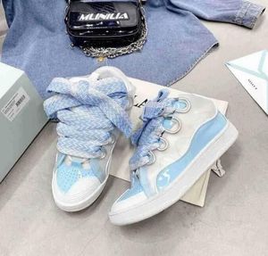 Designer weaves lace-up sneakers style leather Lavin curb sneakers Lavin luxury shoes Napa calfskin rubber platform sole lanvnsa