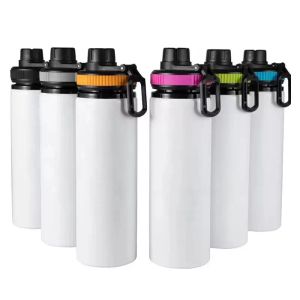 600 ml 20 Unzen Sublimationsrohlinge Weiße Wasserflaschen Singer Layer Aluminiumbecher Trinken Outdoor Sports Tassen Trinkbecher mit Deckel in 5 Farben