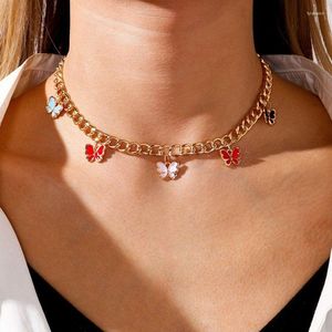 Colares pendentes vintage Borbolefly colorida para mulheres da moda Chain Charm Jewelry Party Wedding Gifts