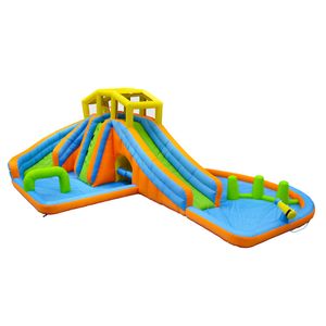 Large Inflatable Slide Pool For Sale Fun Double Slides Park Castle Toys Outdoor Play Fun Dual Waterslides with Drill Hurdle for Kids Party Backyard Garden Amusement