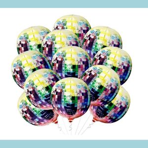 Party Decoration Disco Balloons Aluminum Foil Metallic Helium Ballon Dance Birthday Baby Shower 22 Inches Round Shaped With Dhcxf