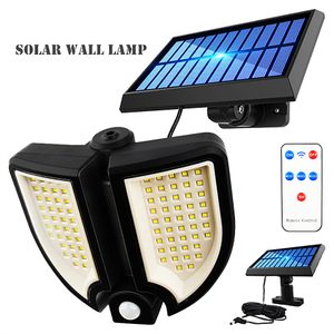 Outdoorowa lampa ścienna LED Solar Lights 90LED podwójny regulacyjny czujnik ruchu Miernika do świtu, IP65 Wodoodporne zabezpieczenia powodziowe dla ganku szopa Garaż awaryjny