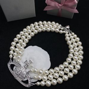 Modedesigner märke hänge halsband saturn lyxiga kvinnor chokers smycken metall pärla planet halsband cjeweler för kvinnokedja 787iudf
