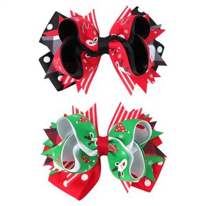 Headwear Hair Accessories Year Hair Bows Snowman Holiday Hair Clips Winter Girl Hair Accessories Hairgrips Party Christmas Printed Ribbon Bows 231118