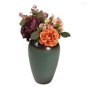 Dekorative Blumen, künstliche Blumensträuße, rustikales Mittelstück, Herbstarrangement, Kunstkamelie für Brautjungfern